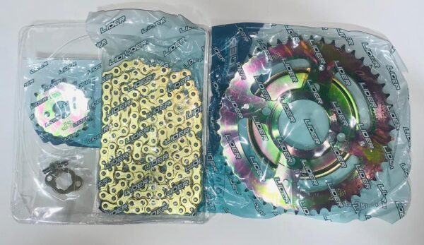 KIT ARRASTRE XL: CATALINA C/PROTECTOR 50T, PIÑON 17T, CADENA 150L 428H GOLDEN