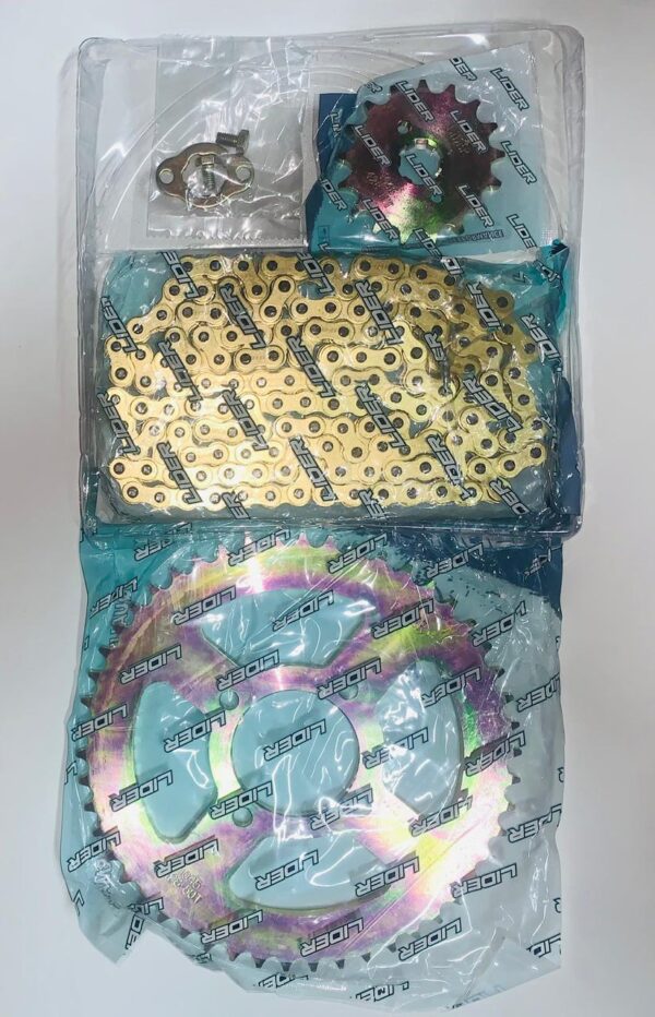 KIT ARRASTRE BROSS: CATALINA 50T, PIÑON 17T, CADENA 150L 428H GOLDEN