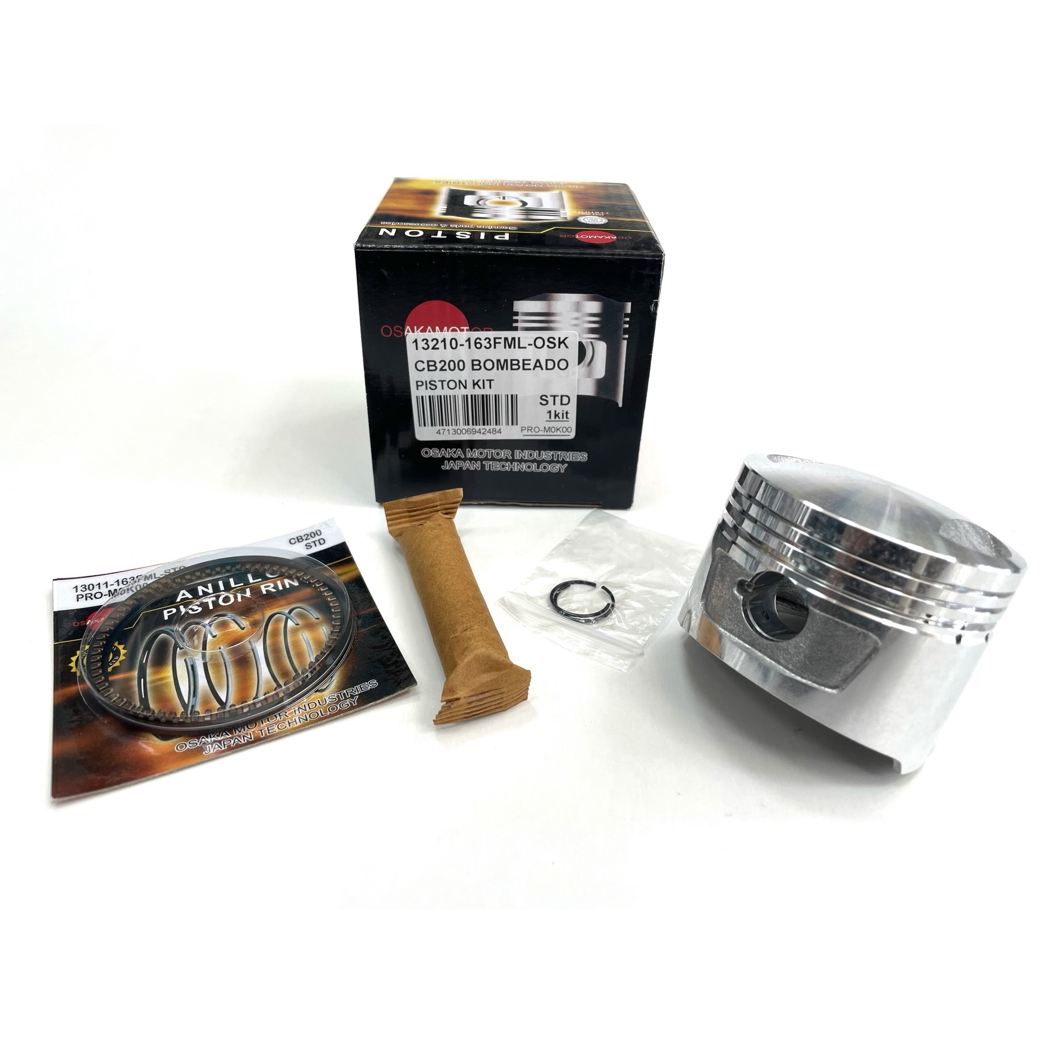 PISTON KIT CB200 STD (63.00MM) BOLEADO - OSAKA